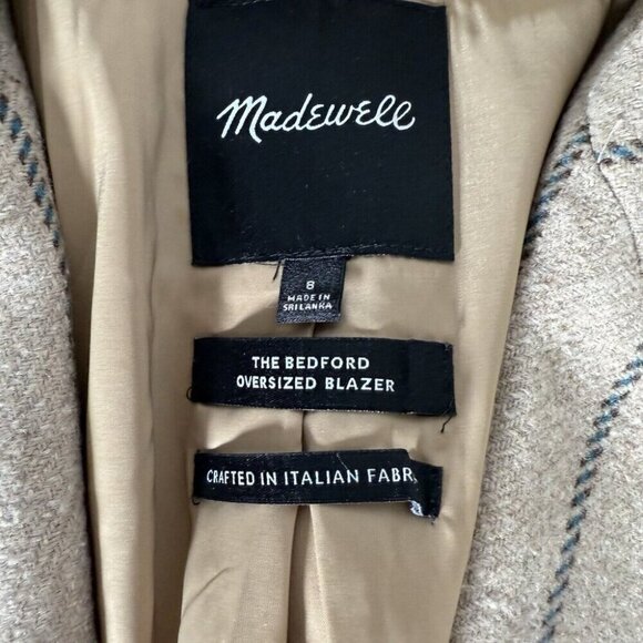 Madewell Bedford Oversized Blazer Wool Blend Striped Academia Twee Preppy 8 - Picture 3 of 10